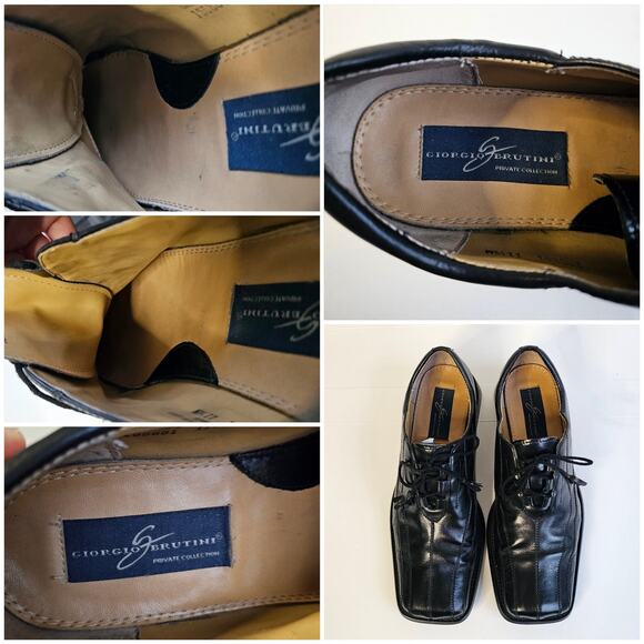 Black Leather Square Toe Oxford Giorgio Brutini Size 11.5 Dress Shoe Tassels - Picture 10 of 13